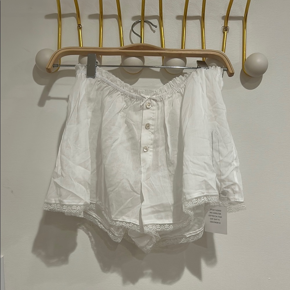 ELSA Women's Lace Trim Sleep Shorts Size S in White